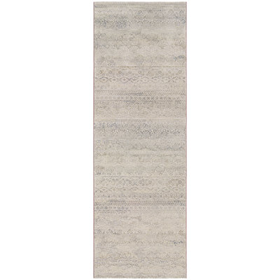 Tapis performance ivoire / gris clair à motif floral Belmont