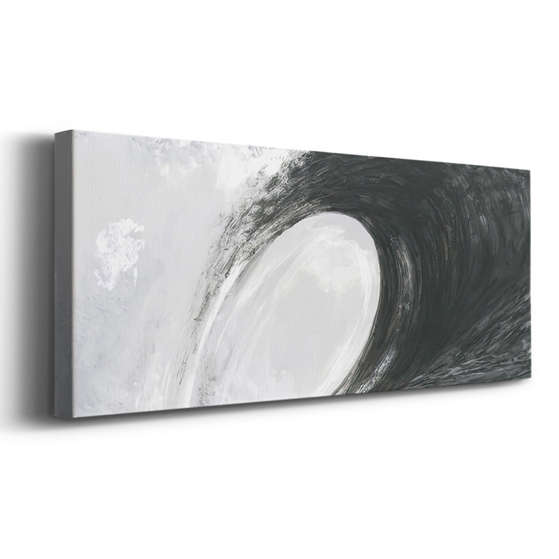 Ondes noires et blanches IV sur toile, H 12 po x l 30 po x P 1,5 po