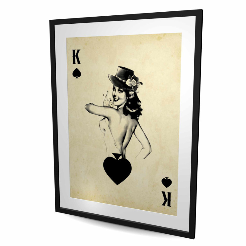 «King of Spades - Typo & Symbols», reproduction encadrée avec passe-partout noir