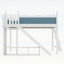 Grand lit mezzanine avec tablettes de rangement, garde-robe et glissière amovible, fabrication en bois massif, aucun sommier tapissier requis, bleu et blanc-2118222856-2118222861