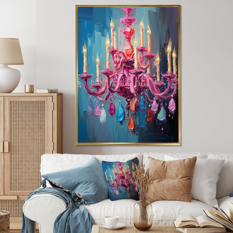 Lustre rose Pop Art Glamour - lustre, Cadre flottant doré, H 40 po x l 30 po x P 1,5 po