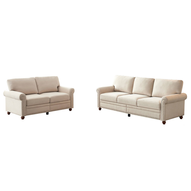 Canapé modulaire en tissu d'ameublement avec canapé de rangement moderne 2 + 3 (beige)