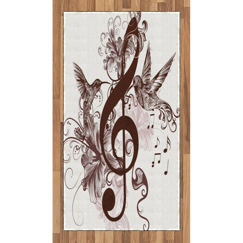 Music Flatweave Brown Area Rug, Rectangle 2'7" x 5'
