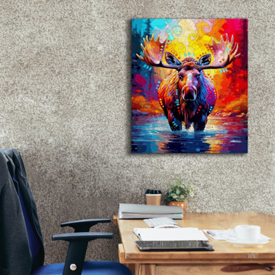  «The River Moose» par Dean Russo, art mural sur toile, 26 po x 30 po