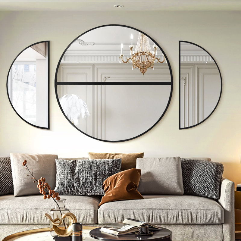 Ensemble de miroirs muraux 4 pièces, Noir