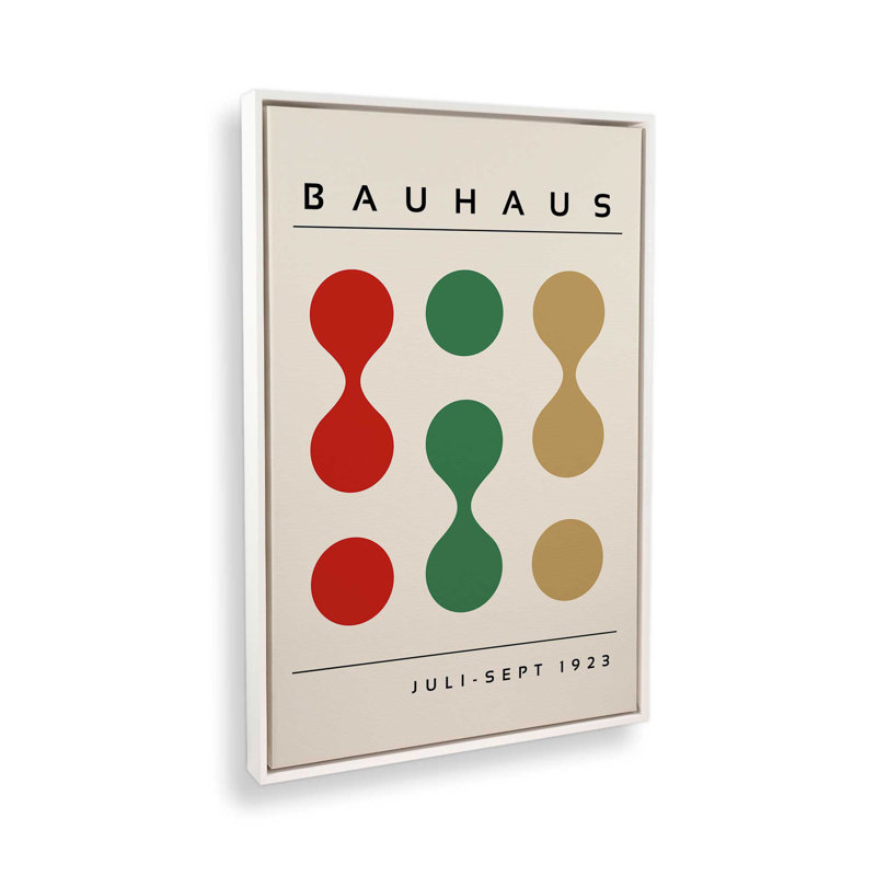 «Bauhaus Shapes», reproduction réinventée sur toile, Cadre flottant blanc, H 18,75 po x l 12,75 po