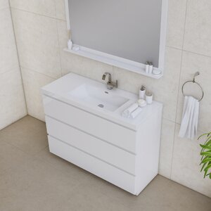 (Incomplete)Esquina 41.9'' Single Bathroom Vanity with Solid Surface Top