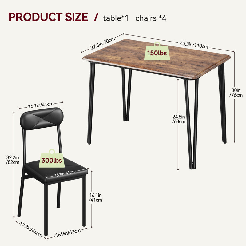 Ensemble repas pour quatre personnes, Brun rustique