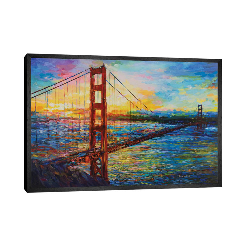 Golden Gate Bridge, San Francisco, CA - Print on Canvas, 101.6 cm H x 66.04 cm W, Black Framed