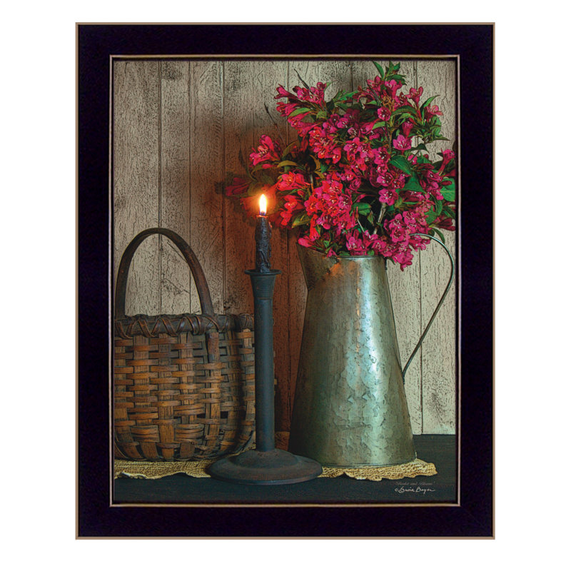 «Basket and Blossoms», reproduction de photo sur papier encadrée