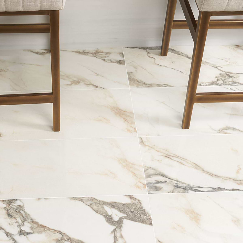 Dreamstone 12X24 Polished Porcelain Tile, Calacatta Rustico Polished