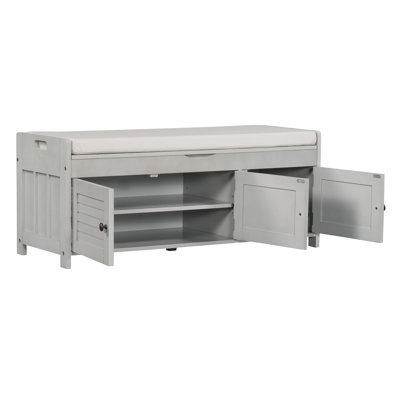 Shoe Bench With Removable Cushion And Hidden Storage Space