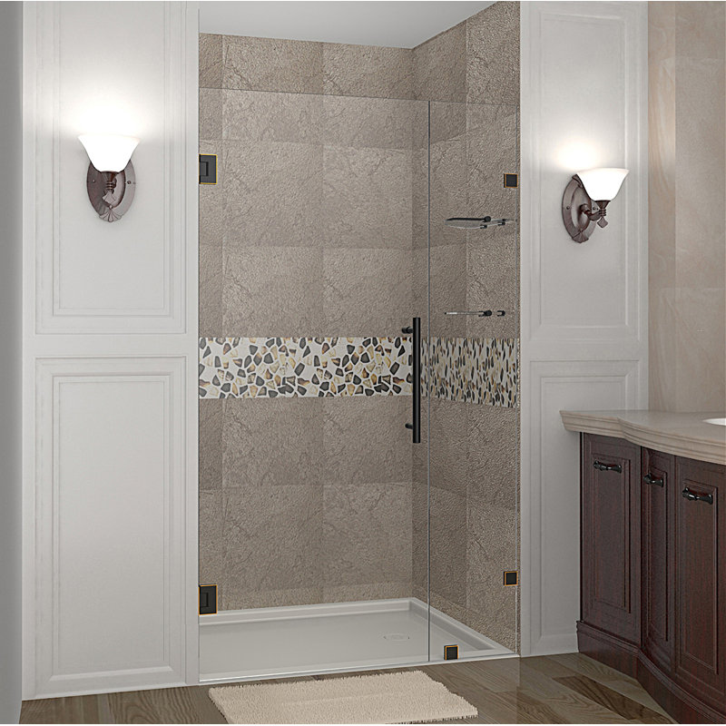 Porte de douche à charnière complètement sans cadre 36 x 72 Nautis GS, Transparent, Bronze