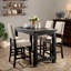 Table de salle à manger à hauteur de comptoir pour 4 personnes, rectangulaire en bois massif, style maison de ferme noir mat patiné, 60 x 30 pouces