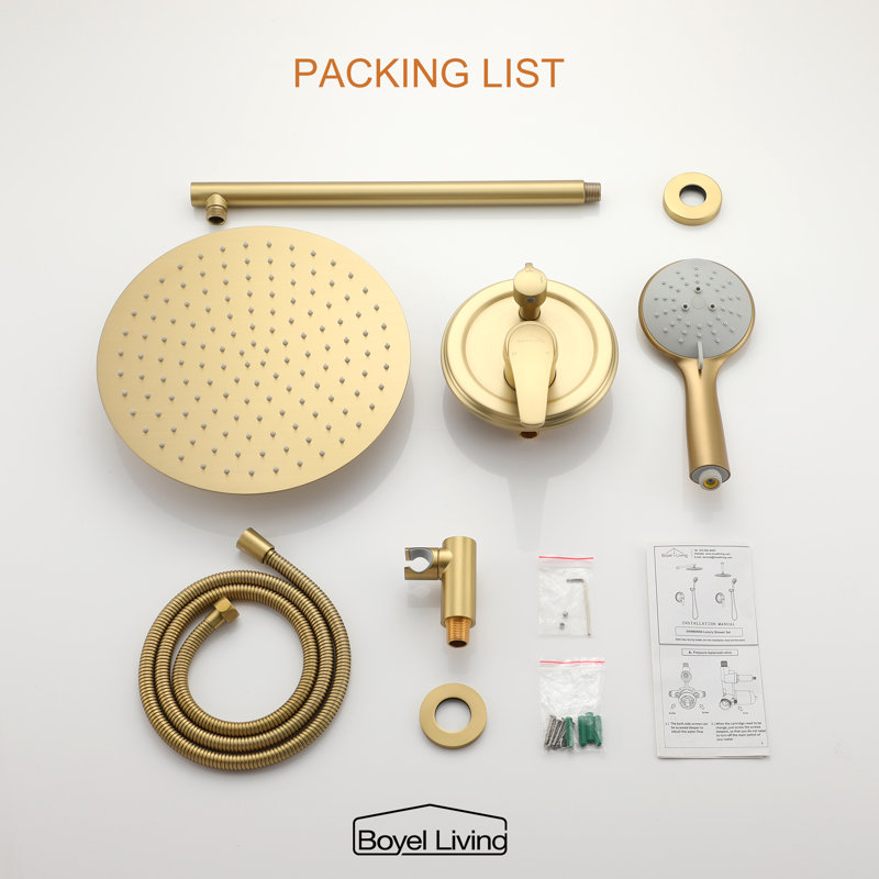 All-In-One Kit with Rough in-Valve, Brushed Gold