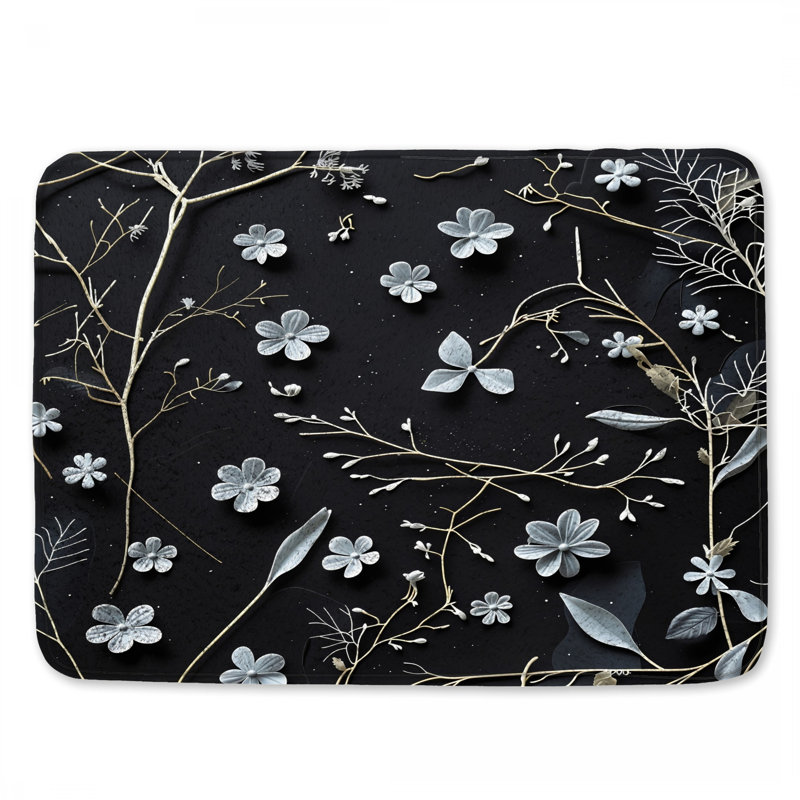 Tapis de bain floral, L 24 po x L 17 po