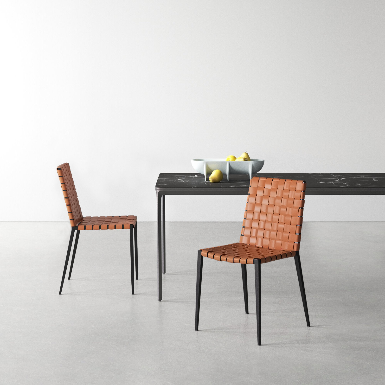 Brett 18'' H Leather Upholstered Metal Armchair, Brown, Black