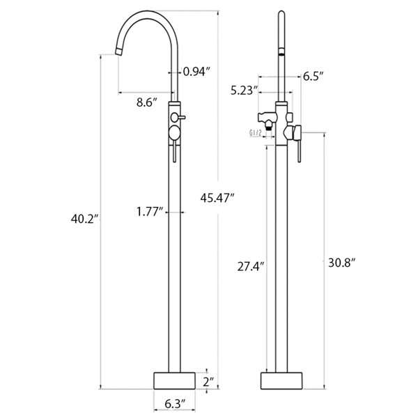 Bañera independiente de fibra de vidrio de 60" x 30" con grifo