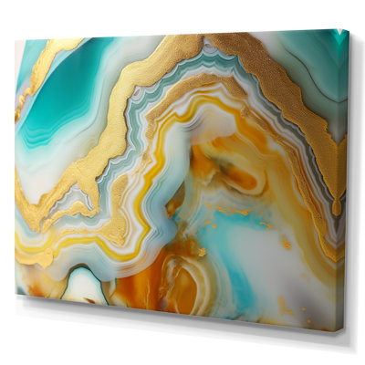 Liquide harmonie agate bleue et turquoise sur toile