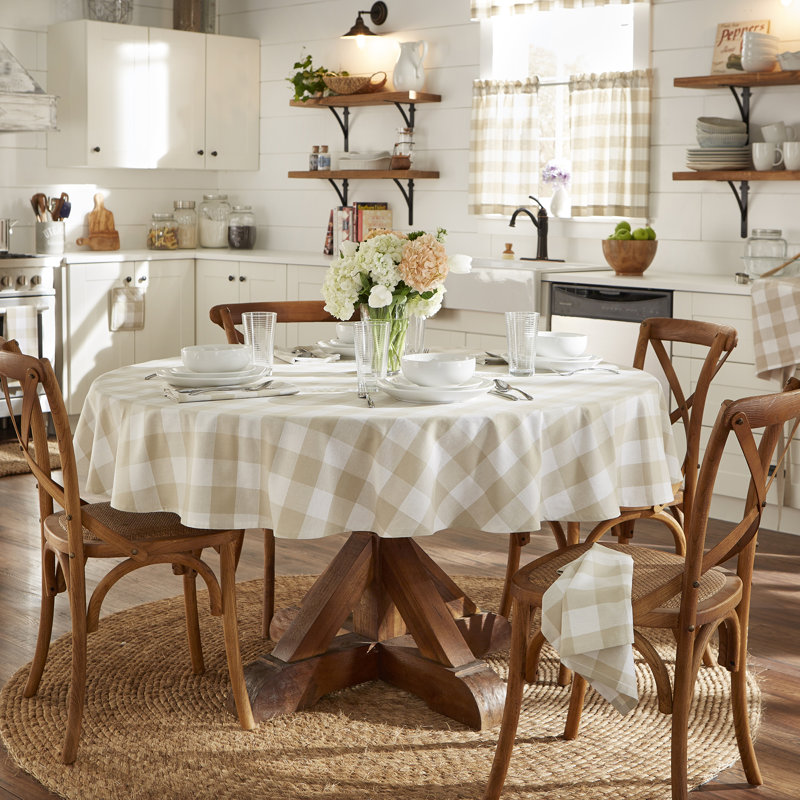 Skookum Cotton Striped Tailored Cafe Curtain, 30" W x 24" L, Tan/White