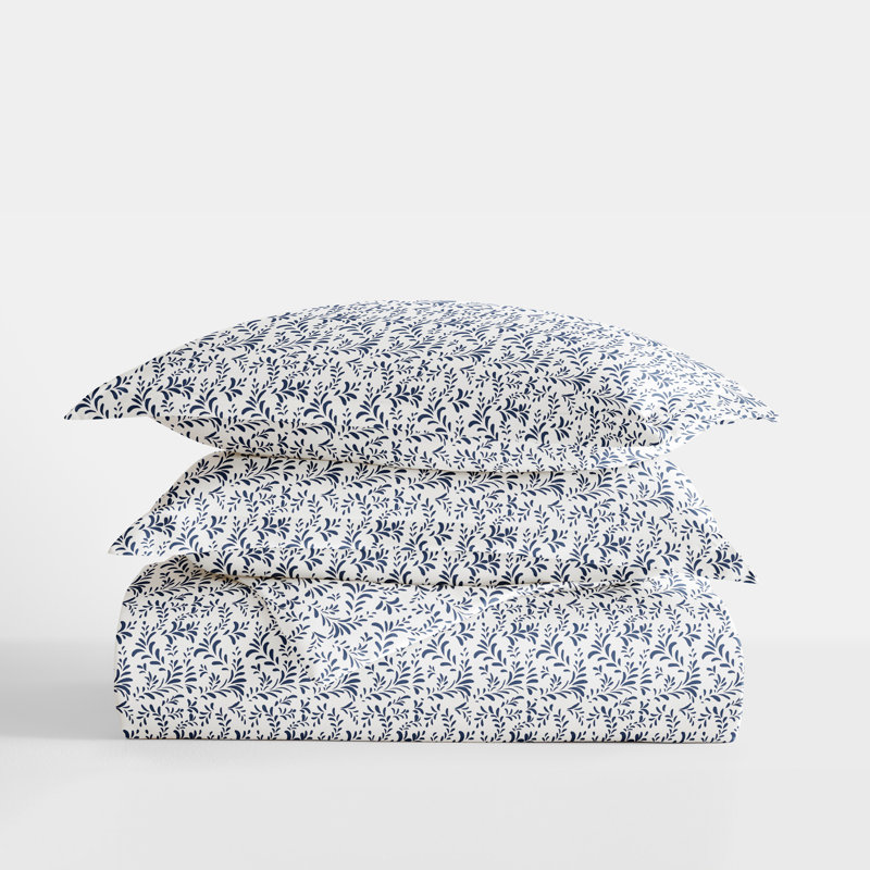 Becky Cameron™ Floral Duvet Cover, King Duvet Cover + 2 Shams, Navy