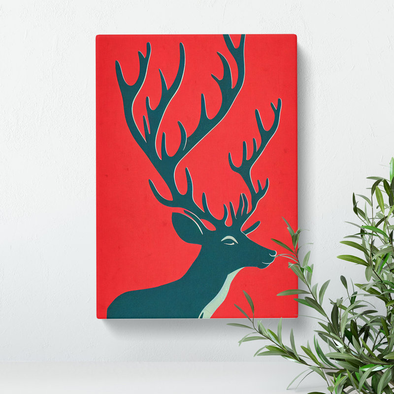 Modern Stag Art No.5 - Wrapped Canvas, 50cm H x 35cm W x 3cm D