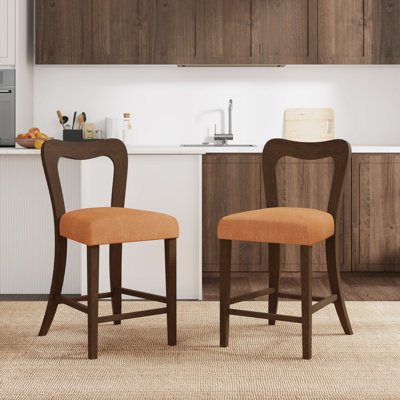 Ensemble de 2 tabourets de bar à cadre en bois avec repose-pieds