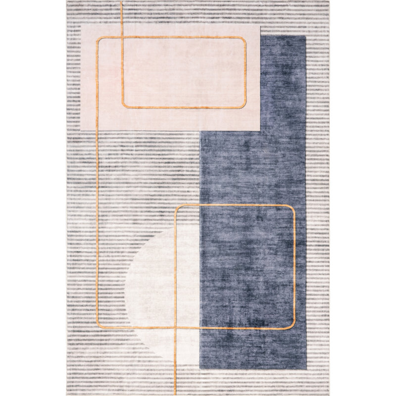 Maja SpinClean Modern Abstract Machine Washable Area Rug, Rectangle 4' x 6'