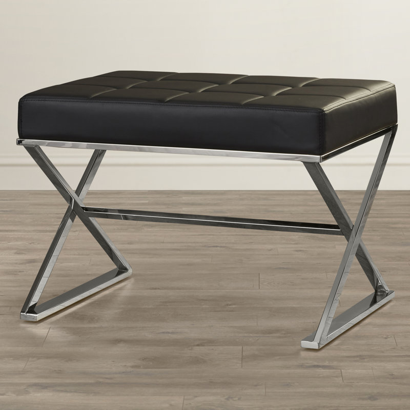 Chromium Faux Leather Ottoman