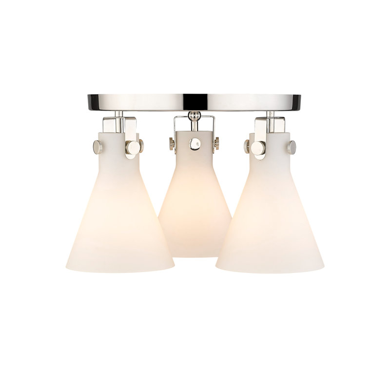 Plafonnier encastré 3 lumières Skokie, Blanc mat, Nickel poli