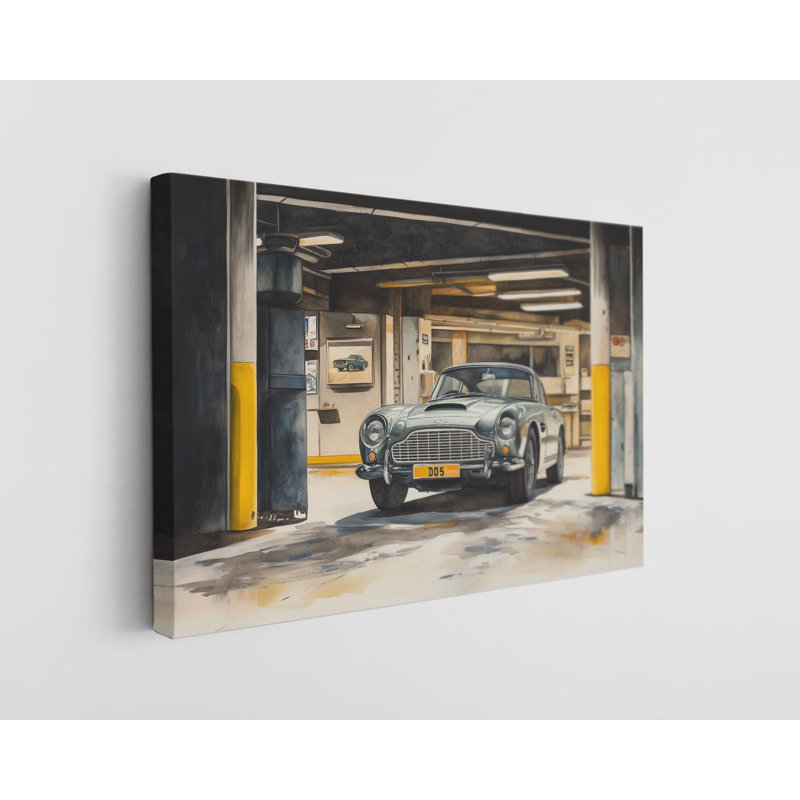Reproduction d'art classique sur toile Aston Martin DB5 - argent rétro, décoration murale, H 16 po x l 24 po