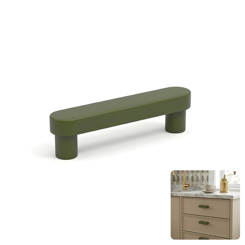 Poignée d'armoire moderne de style Mid-Century ROUS, 2,5 po, olive (vert), 2.5", Olive (vert)
