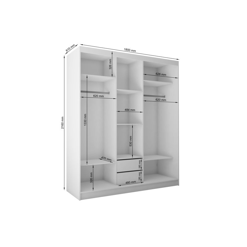 Barsha 3 Door Sliding Wardrobe, White