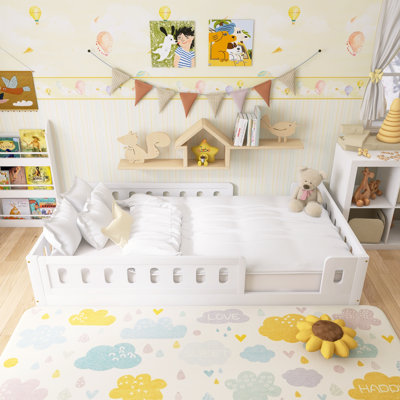 Wood Twin Size Platform Bed Guardrail