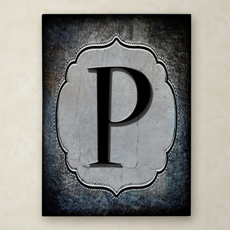 « letter p », art textuel sur toile tendue, H 32 po x l 24 po x P 2 po