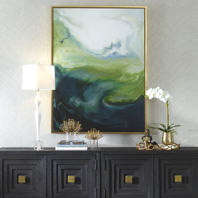 Orren Ellis Serene Green Framed Abstract Art