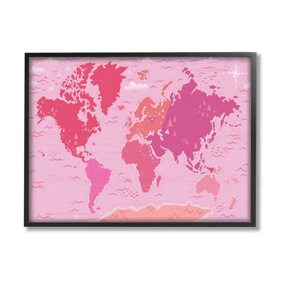 " Pink Tones World Map Atlas Countries Education " by Arrolynn Weiderhold