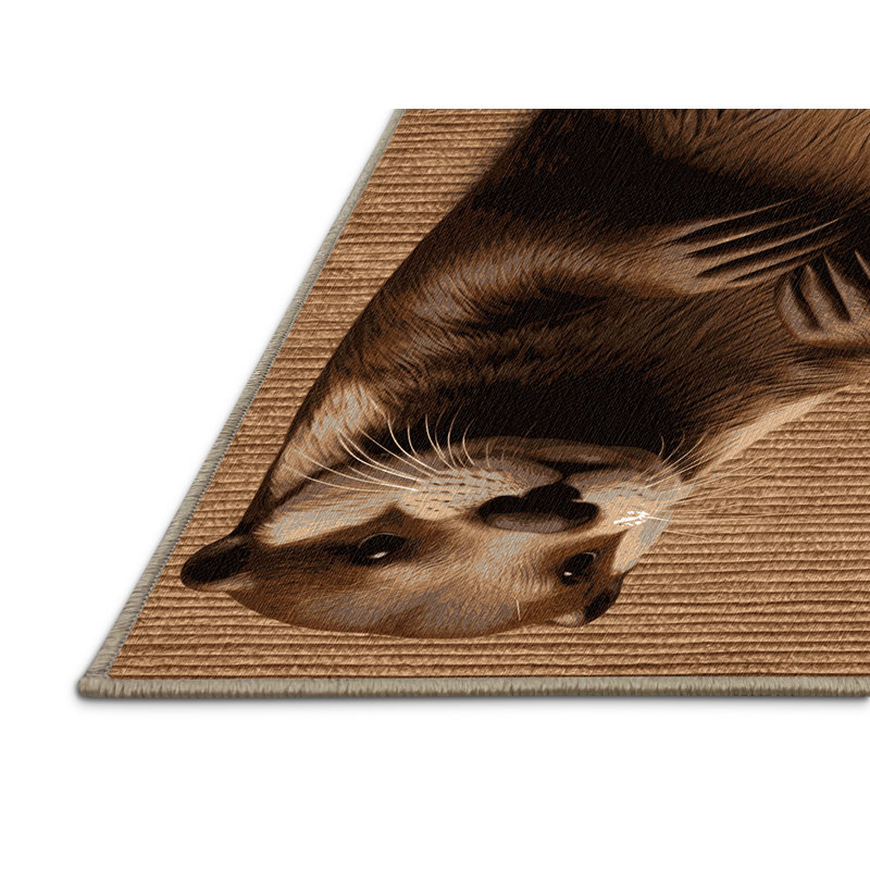  Tapis lavable en forme de loutre lavable, Rond 3 pi