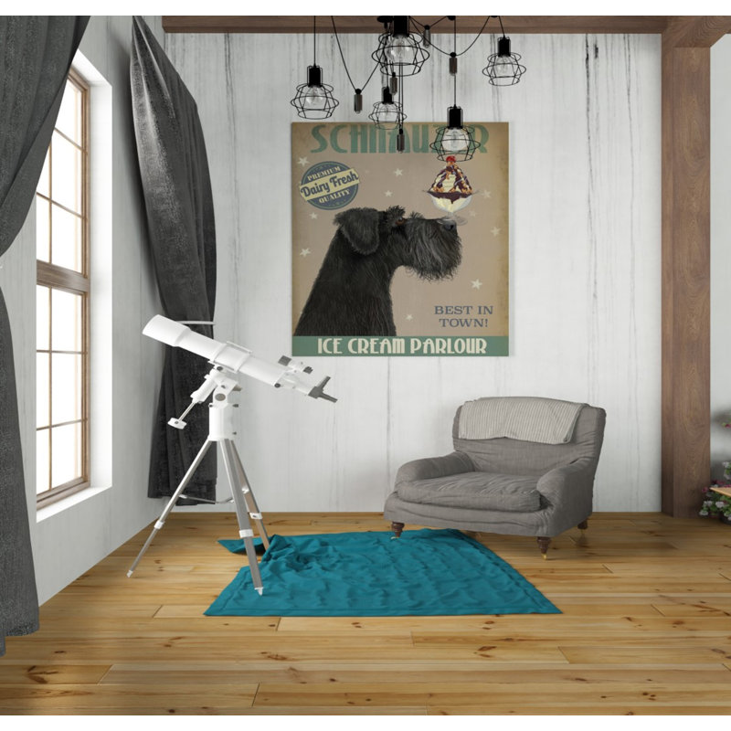 Schnauzer, noir, crème glacée, par Fab Funky - impression sur toile tendue, H 30 po x l 26 po x P 1,5 po