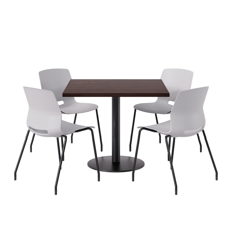 Ensemble repas pour 4 personnes à hauteur de bar, Espresso, Gris / noir, H 29 po x L 36 po x l 36 po