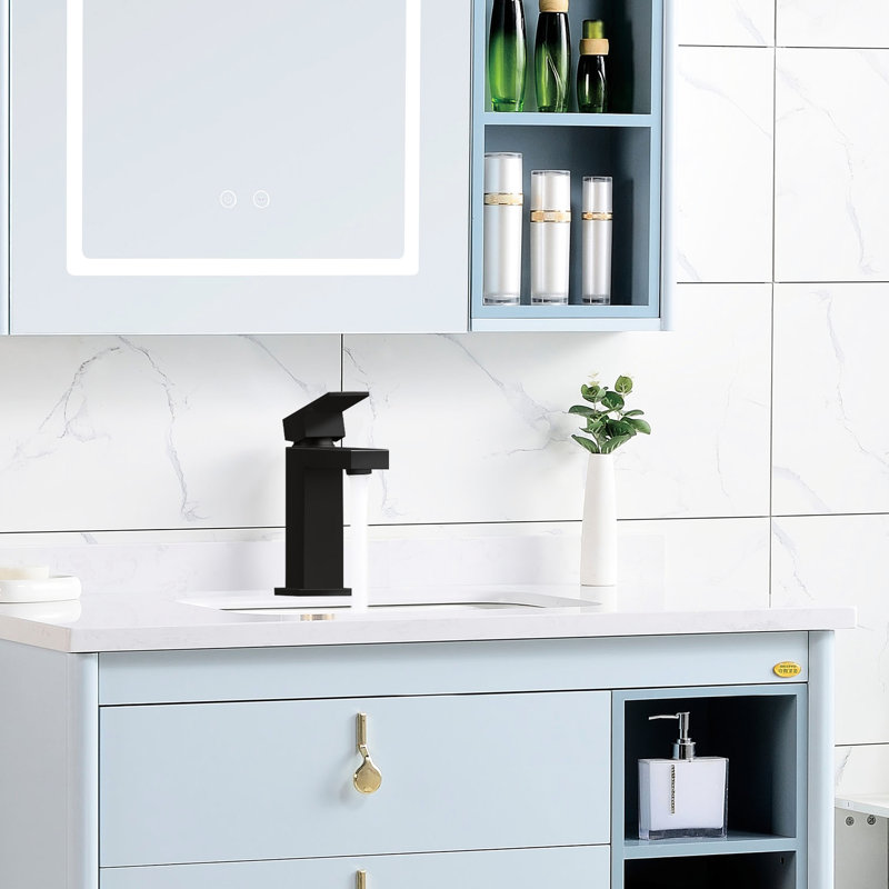 Robinet de salle de bain un trou noir mat avec bonde escamotable et tuyaux d'alimentation en eau, rouille, économiseur, levier pour le réglage du débit et de la température, robinet de lavabo à poignée à assemblage bricolage, fabrication en laiton massif,