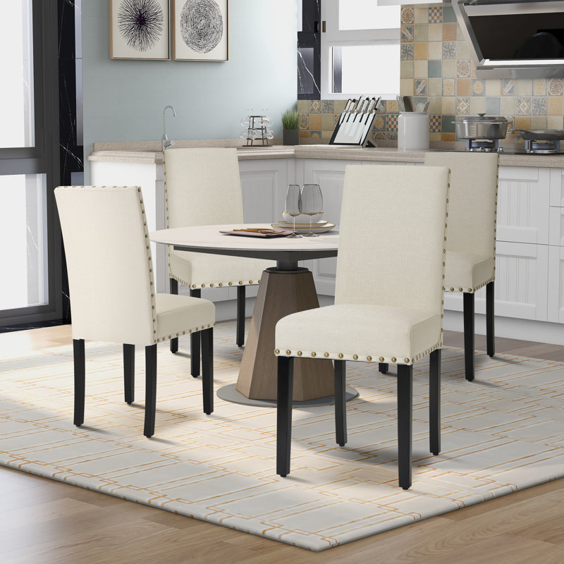 Dominik 45cm H Linen Upholstered Side Chair, Beige