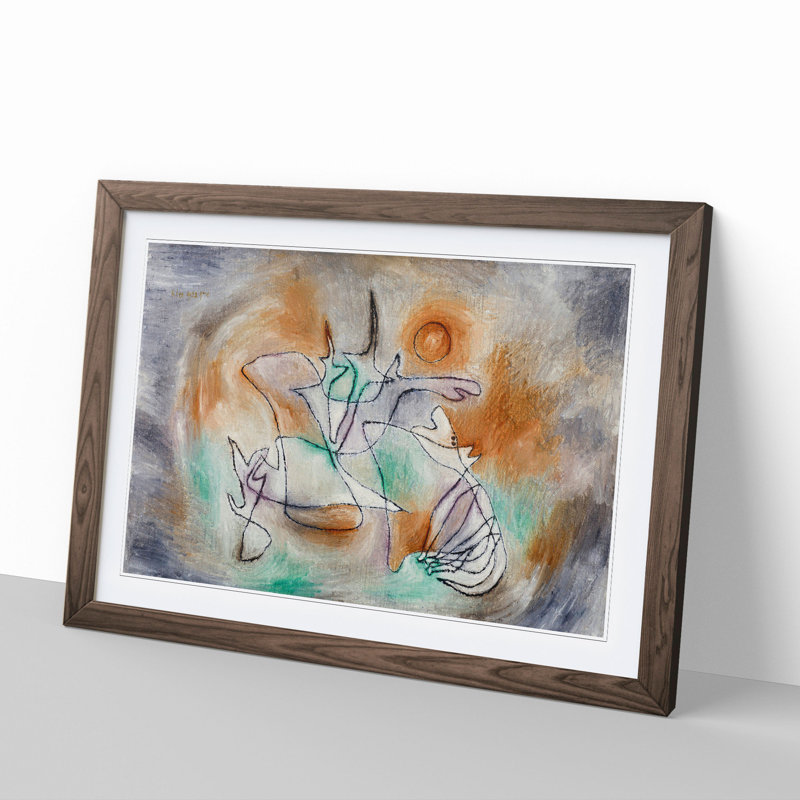Howling Dog by Paul Klee - Picture Frame Painting, Walnut Framed, 36cm H x 48cm W x 2cm D