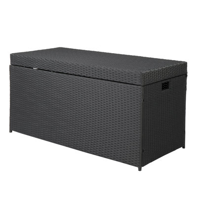 Senbabe 51.2 " W 132 Gallons Water Resistant Wicker Deck Box in Black