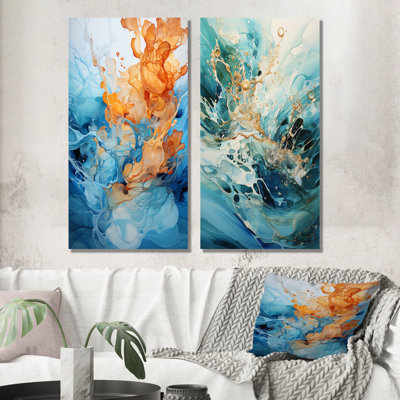 «Aqua Dream Rush Flow II», ensemble de 2 reproductions d'art sur toile