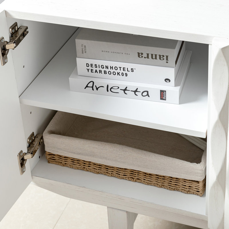 Azmeena 54'' 3-Door Fluted Sideboard with Adjustable Shelves, White