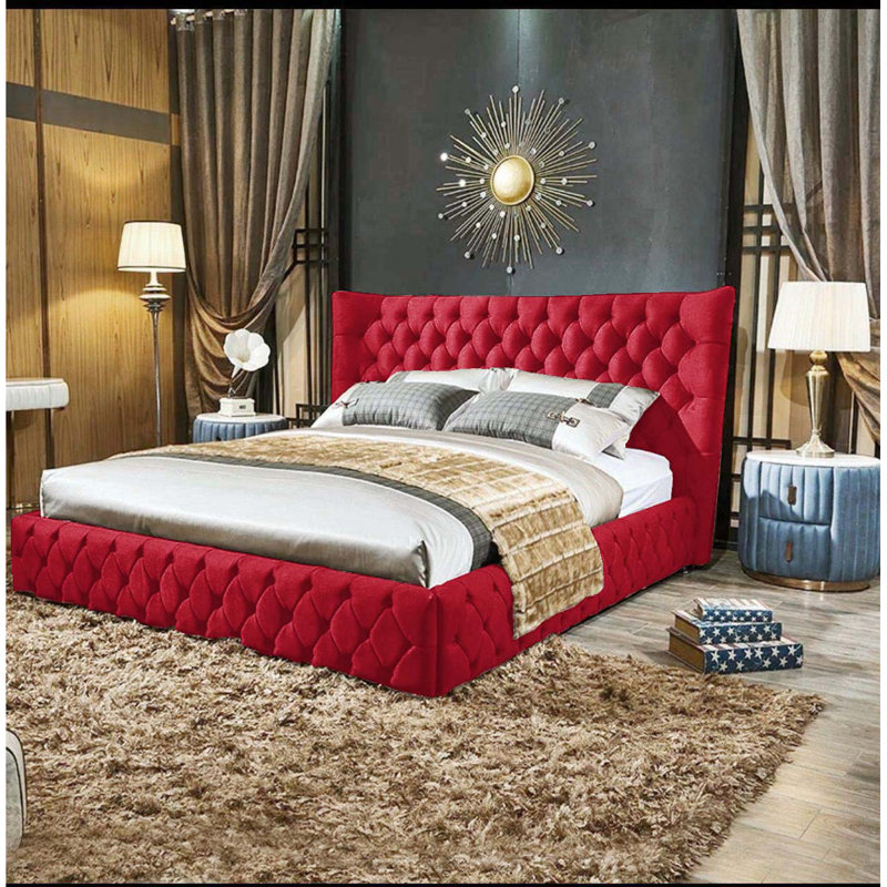 Buckingham Upholstered Ottoman Storage Bed, Kingsize (5'), Red