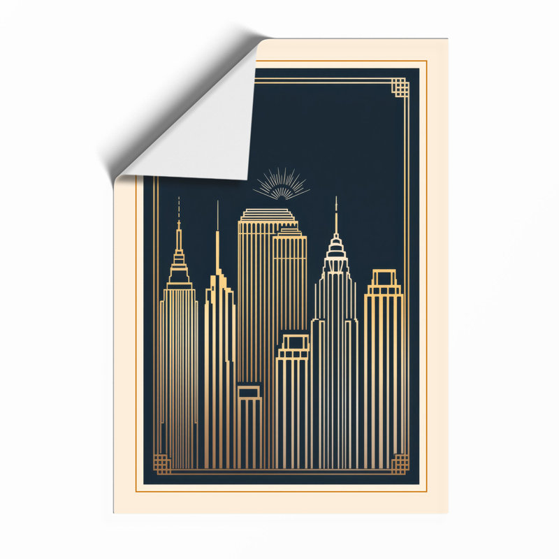 New York Skyline Art Deco - Framed Print, A3 - 42.0 x 29.7 cm, Unframed