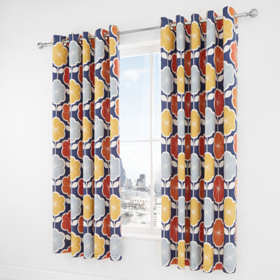 Retro Floral Eyelet Sheer Curtains