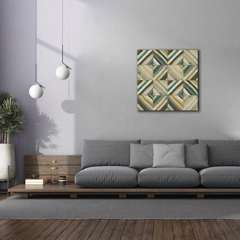  «The Center 1 Abstract Turquoise» par Cheryl Warrick, art mural sur toile, 37 po x 37 po, H 37 po x l 37 po